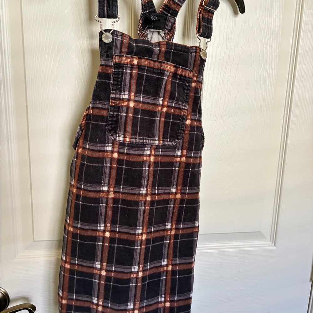 Cat & Jack Black and Brown Plaid Overall Dress